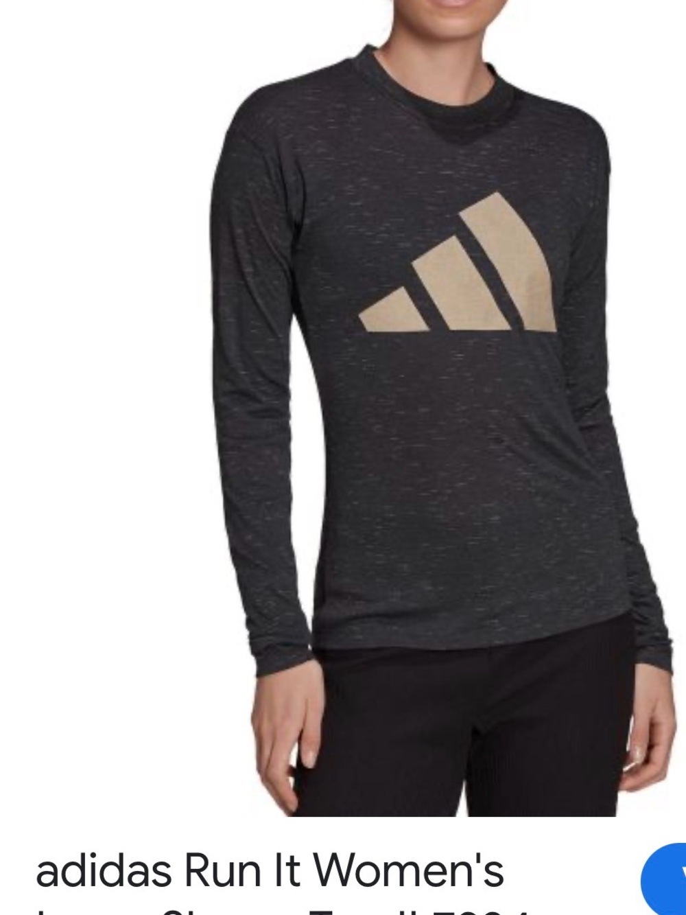 adidas Heather Black Crewneck Long Sleeve Tee with Logo Tag